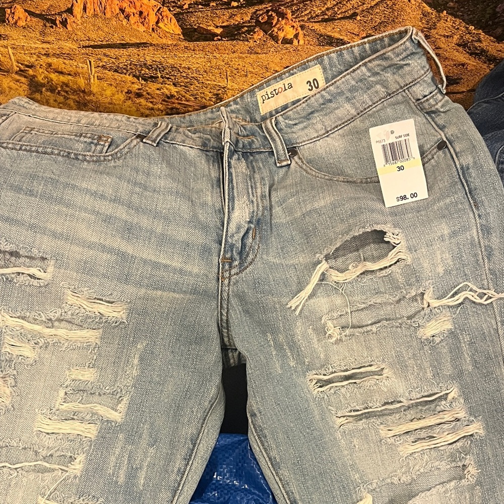 Pistola Light Blue Distressed Boyfriend Jeans